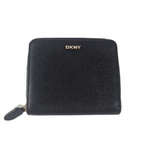 DKNY Zip-Around Skater Wallet Faux Leather Gold Zip